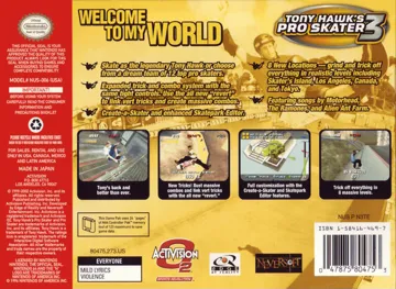 Tony Hawk's Pro Skater 3 (USA) box cover back